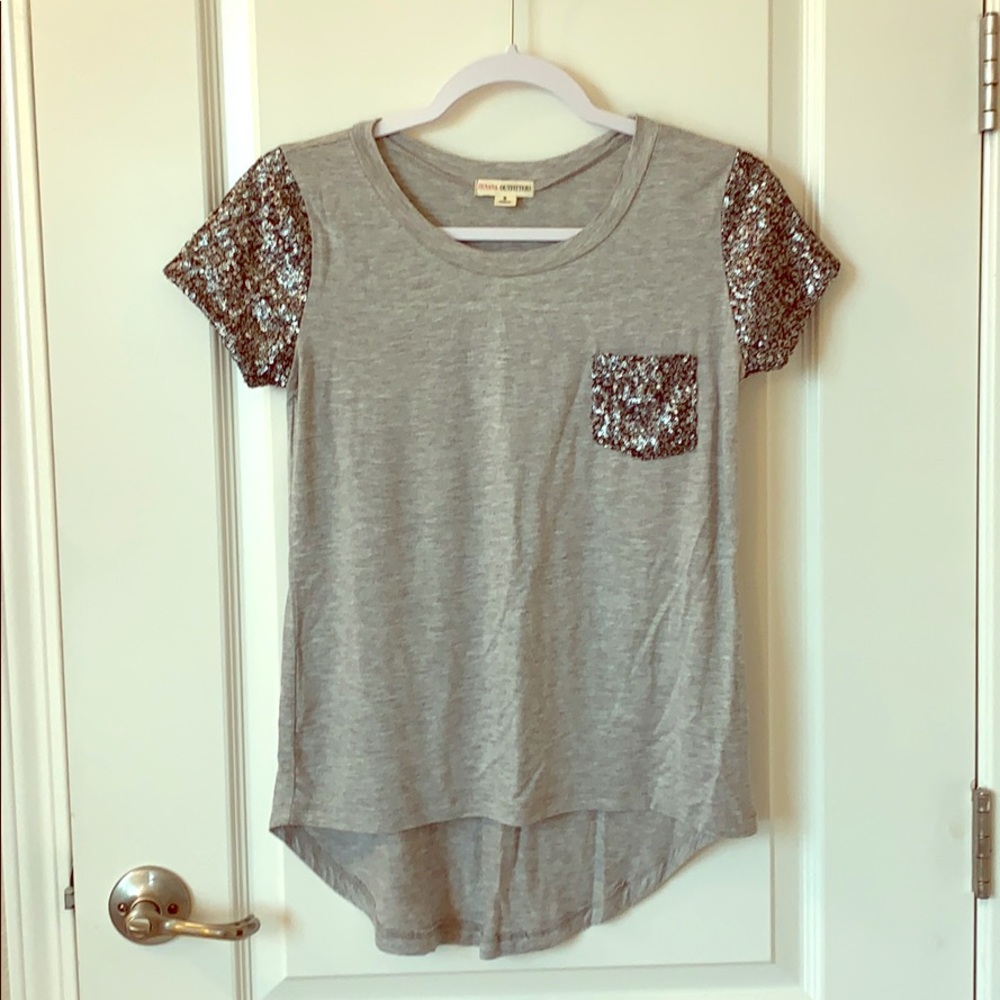 Sequined sleeve top